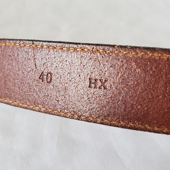 Vtg Tommy Hilfiger Men's 40 L/XL Genuine Leather Tan Dress Belt Brass Buckle USA - Picture 6 of 12
